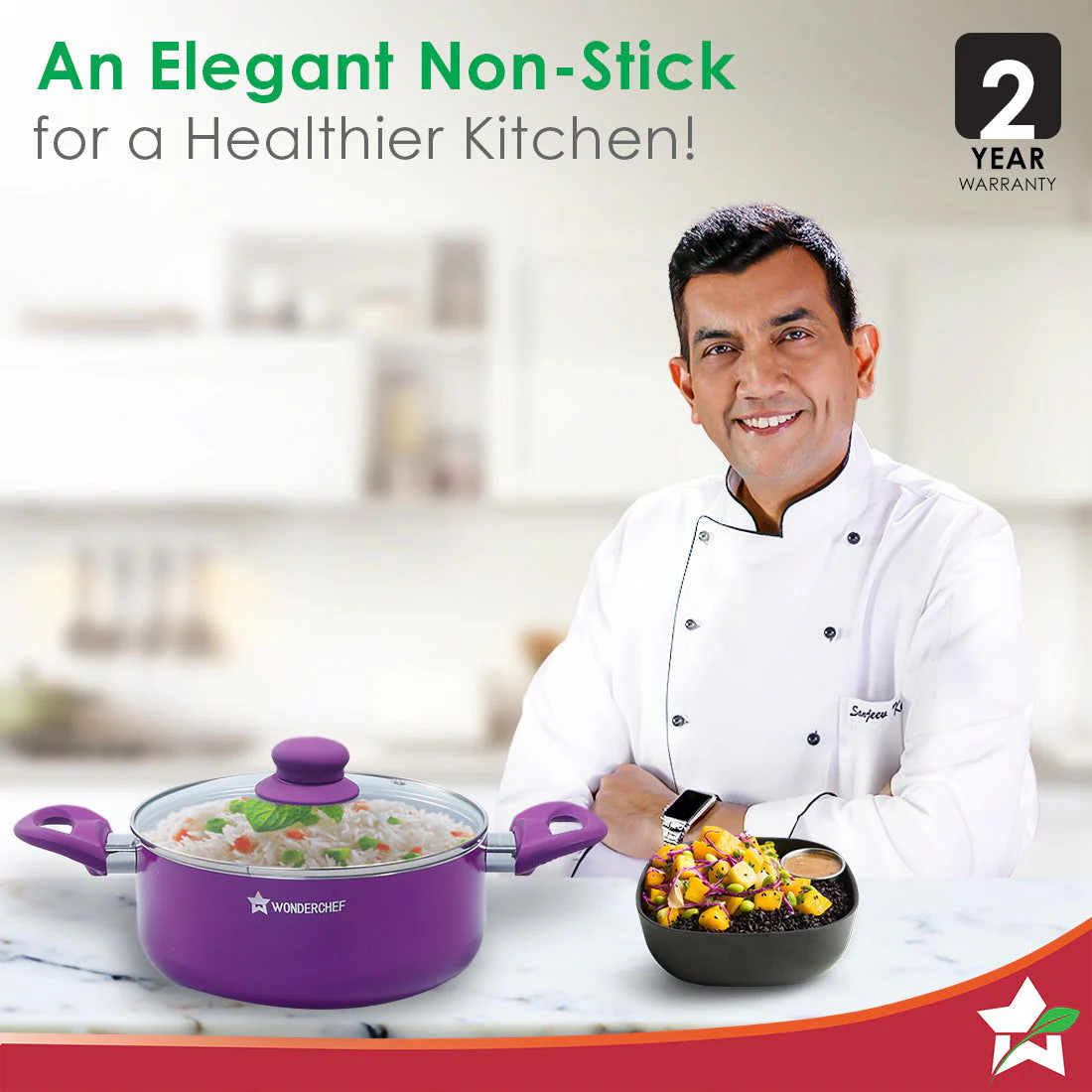 Royal Velvet 24cm Casserole with Glass Lid I Induction Ready | Soft-touch handles |Non – Toxic I Virgin Aluminium| 3 mm thick | 4.5 litres | 2 year warranty | Purple - Image 2