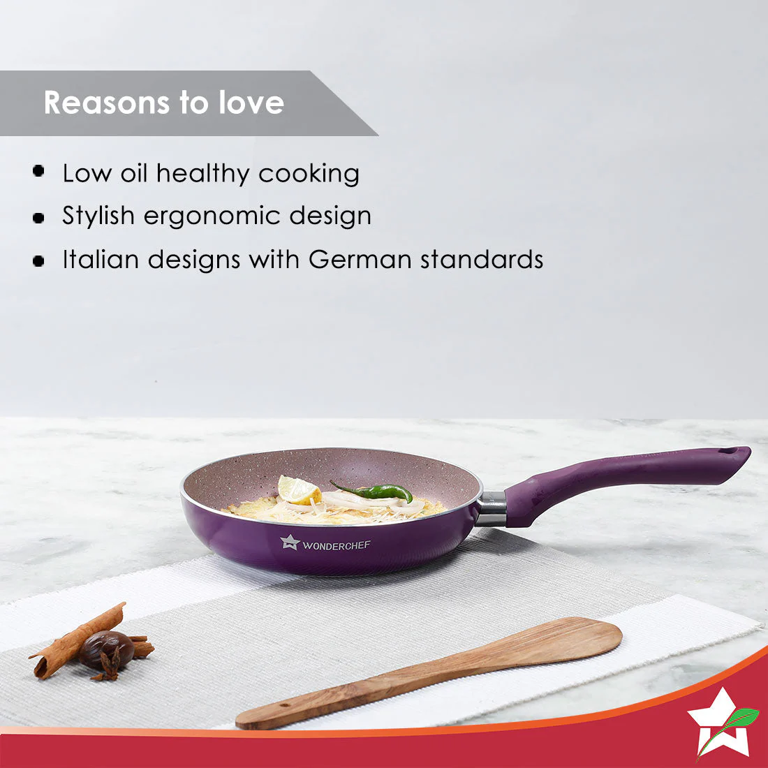 Royal Velvet 20 cm Non-Stick Fry Pan with Induction Bottom & Soft-Touch Handle | Virgin Grade Aluminium | PFOA & Heavy Metals Free | 3 mm thick | 1.2 litres | 2 Years Warranty | Purple - Image 4