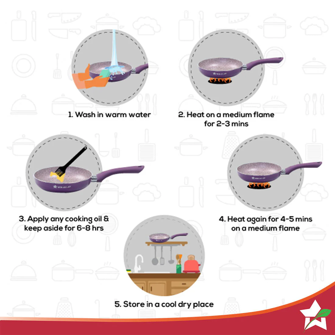 Royal Velvet 20 cm Non-Stick Fry Pan with Induction Bottom & Soft-Touch Handle | Virgin Grade Aluminium | PFOA & Heavy Metals Free | 3 mm thick | 1.2 litres | 2 Years Warranty | Purple - Image 5