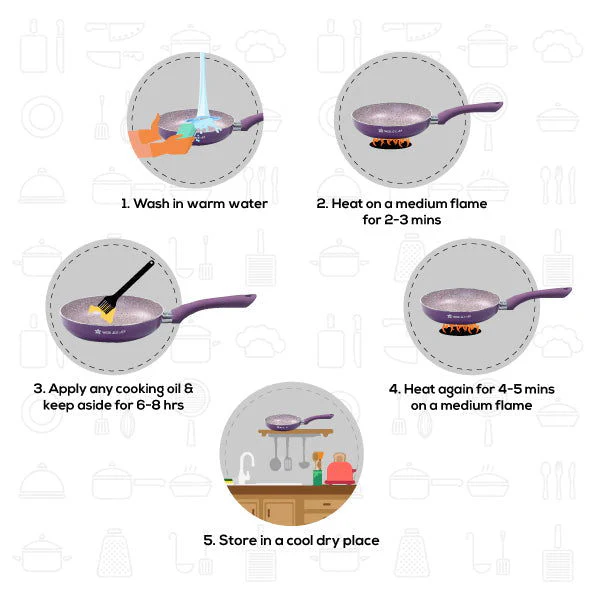 Royal Velvet Non-Stick 26 cm Fry Pan with Induction Bottom & Soft-Touch Handle | Virgin Grade Aluminium | PFOA & Heavy Metals Free | 3 mm thick | 2.1 litres | 2 Years Warranty | Purple - Image 11