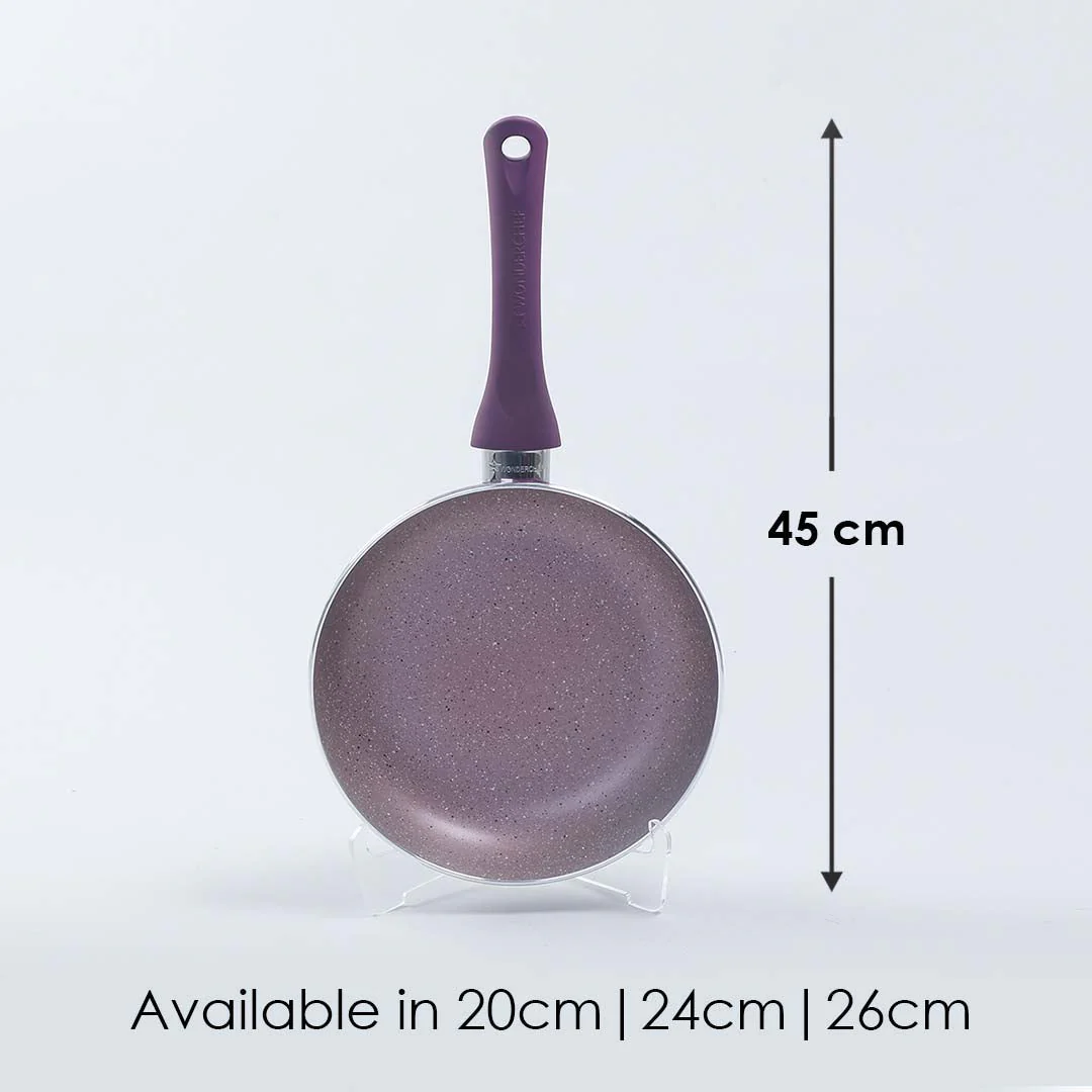 Royal Velvet Non-Stick 26 cm Fry Pan with Induction Bottom & Soft-Touch Handle | Virgin Grade Aluminium | PFOA & Heavy Metals Free | 3 mm thick | 2.1 litres | 2 Years Warranty | Purple - Image 4