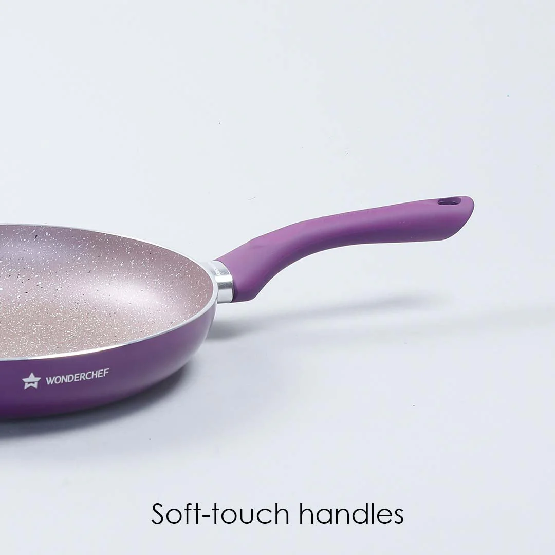 Royal Velvet Non-Stick 26 cm Fry Pan with Induction Bottom & Soft-Touch Handle | Virgin Grade Aluminium | PFOA & Heavy Metals Free | 3 mm thick | 2.1 litres | 2 Years Warranty | Purple - Image 5