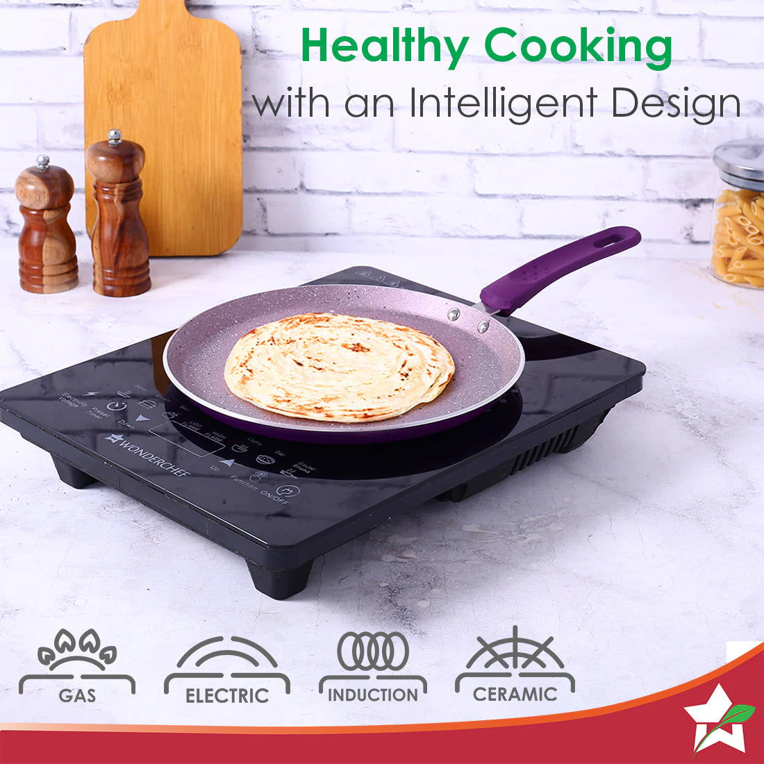 Royal Velvet Non-stick Cookware Set, 4Pc (Fry Pan with Lid, Wok, Dosa Tawa) 3mm, 2 Years Warranty, Purple - Image 4