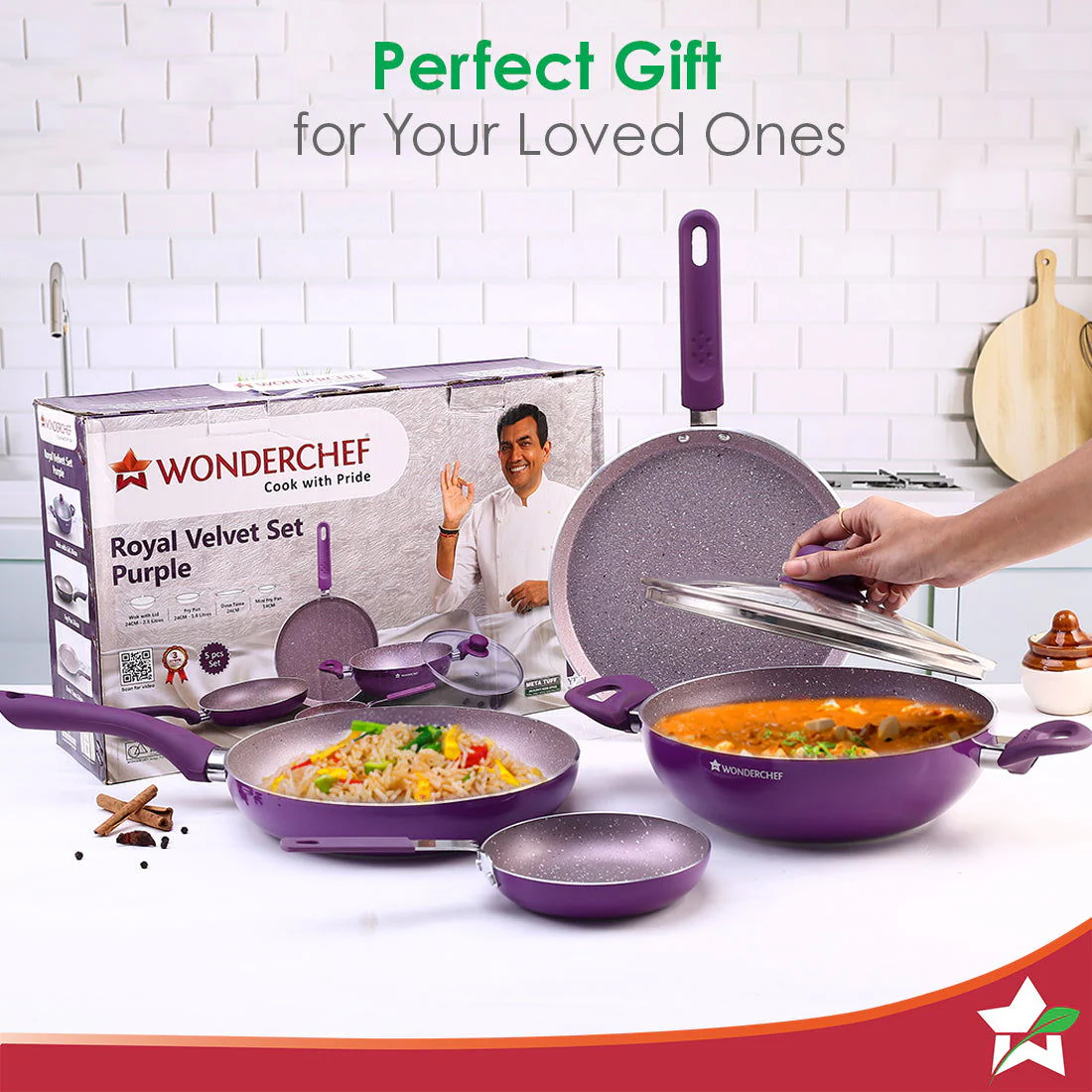Royal Velvet Non-stick 5-piece Cookware Set (Fry Pan with Lid, Wok, Dosa Tawa, Mini Fry Pan) | Induction Ready (Dosa Tawa only)| Soft-touch handles |Non – Toxic I Virgin Aluminium | 3 mm thick | 2 years warranty | Purple - Image 7