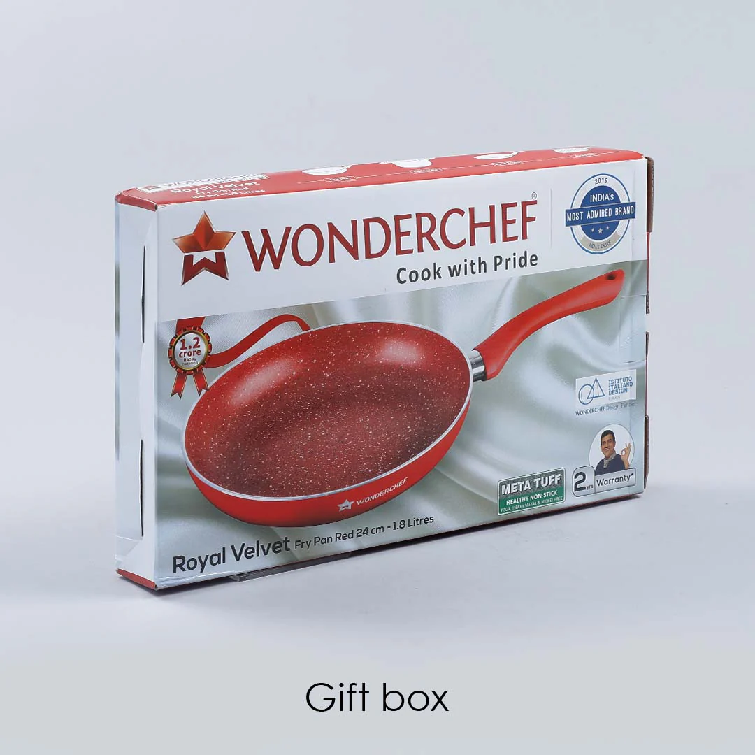 Royal Velvet 24cm Wok with Lid Red| Induction bottom | Soft-touch handles | Virgin grade Aluminium | PFOA and Heavy metals free | 3 mm Thickness | 2 years warranty| Aqua - Image 6