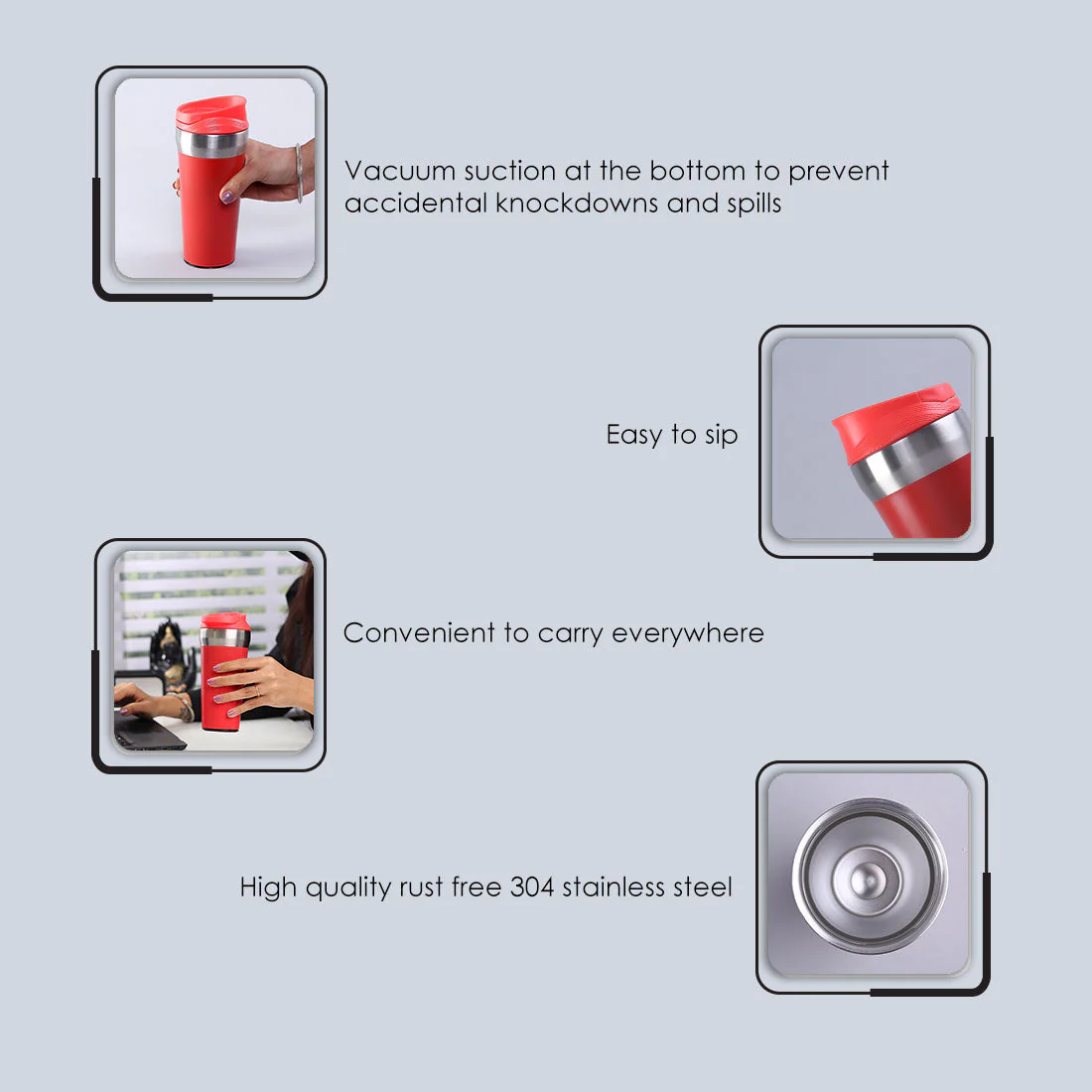 Wonderchef Safe Bot, Stainless Steel - 380ML - Red - Image 3