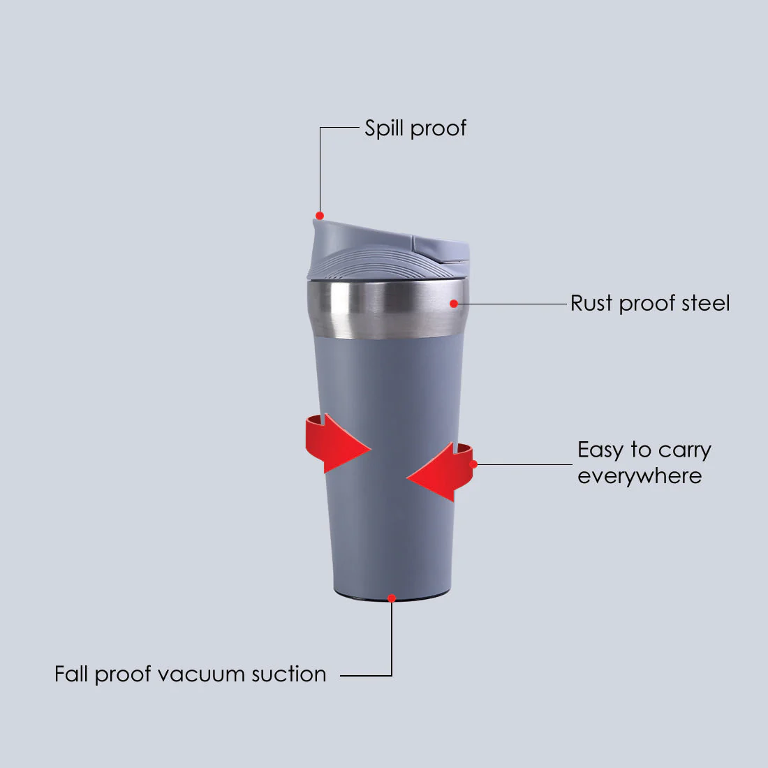 Wonderchef Safe Bot, Stainless Steel - 380ML - Grey - Image 2