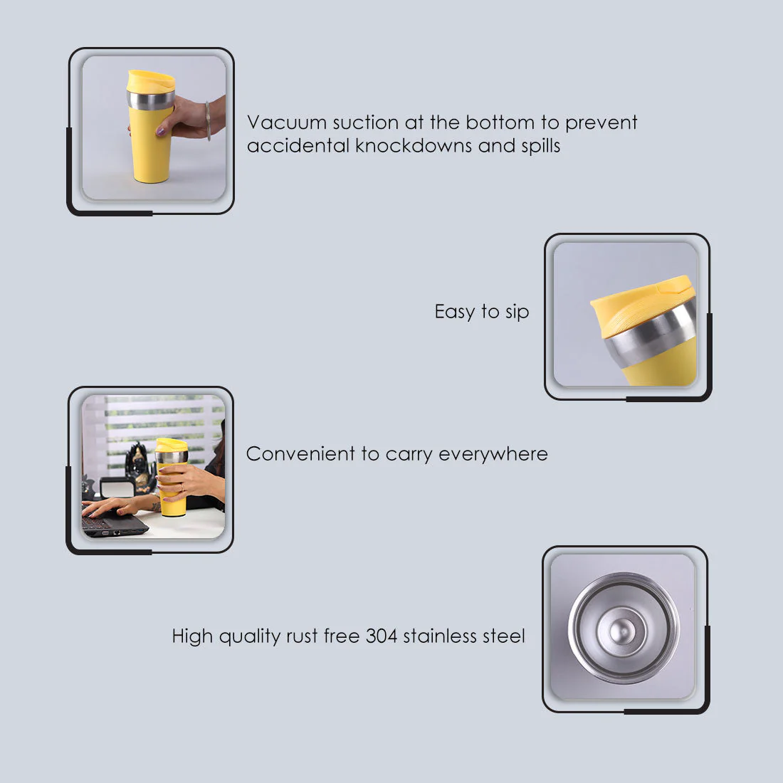 Wonderchef Safe Bot, Stainless Steel - 380ML - Yellow - Image 3