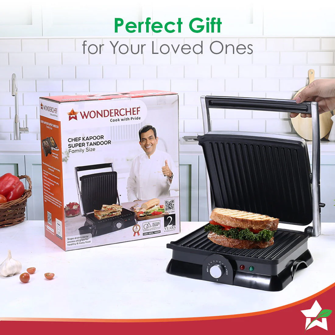 Sanjeev Kapoor Tandoor Family Size| Electric Contact Grill & Sandwich Maker| 3-in-1 Appliance|1600 Watt|180 Degree Grilling|Cool Touch Handle|Auto Shut Off|2 Year Warranty| Black & Silver - Image 8