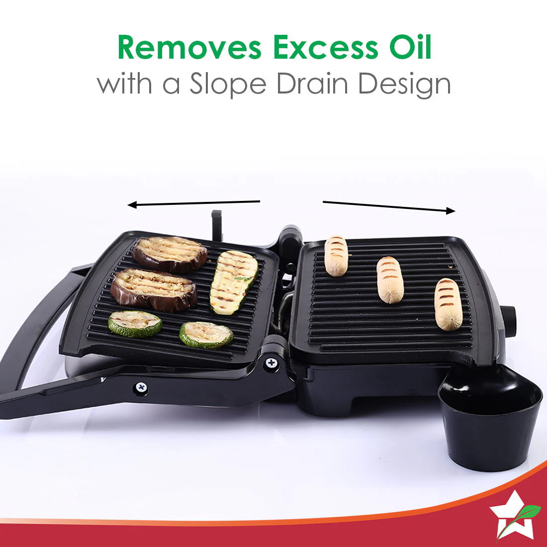Sanjeev Kapoor Tandoor| Electric Contact Grill & Sandwich Maker |3-in-1 Appliance|1500 Watt|180 Degree Grilling|Cool Touch Handle|Auto Shut Off|LED Indicator|2 Year Warranty|Black & Silver - Image 4