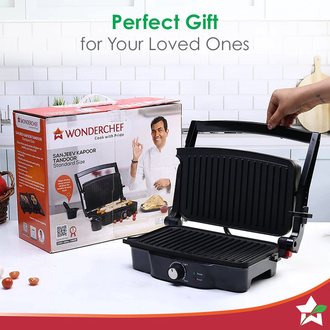 Sanjeev Kapoor Tandoor| Electric Contact Grill & Sandwich Maker |3-in-1 Appliance|1500 Watt|180 Degree Grilling|Cool Touch Handle|Auto Shut Off|LED Indicator|2 Year Warranty|Black & Silver - Image 8