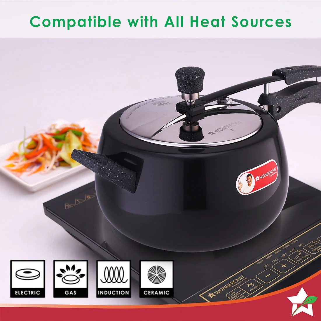 Taurus Hard Anodized 5L Inner Lid Pressure Cooker | Soft Touch Handles for Durability | Induction Friendly | Black - Image 4