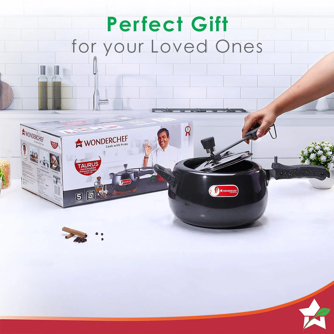 Taurus Hard Anodized 5L Inner Lid Pressure Cooker | Soft Touch Handles for Durability | Induction Friendly | Black - Image 7