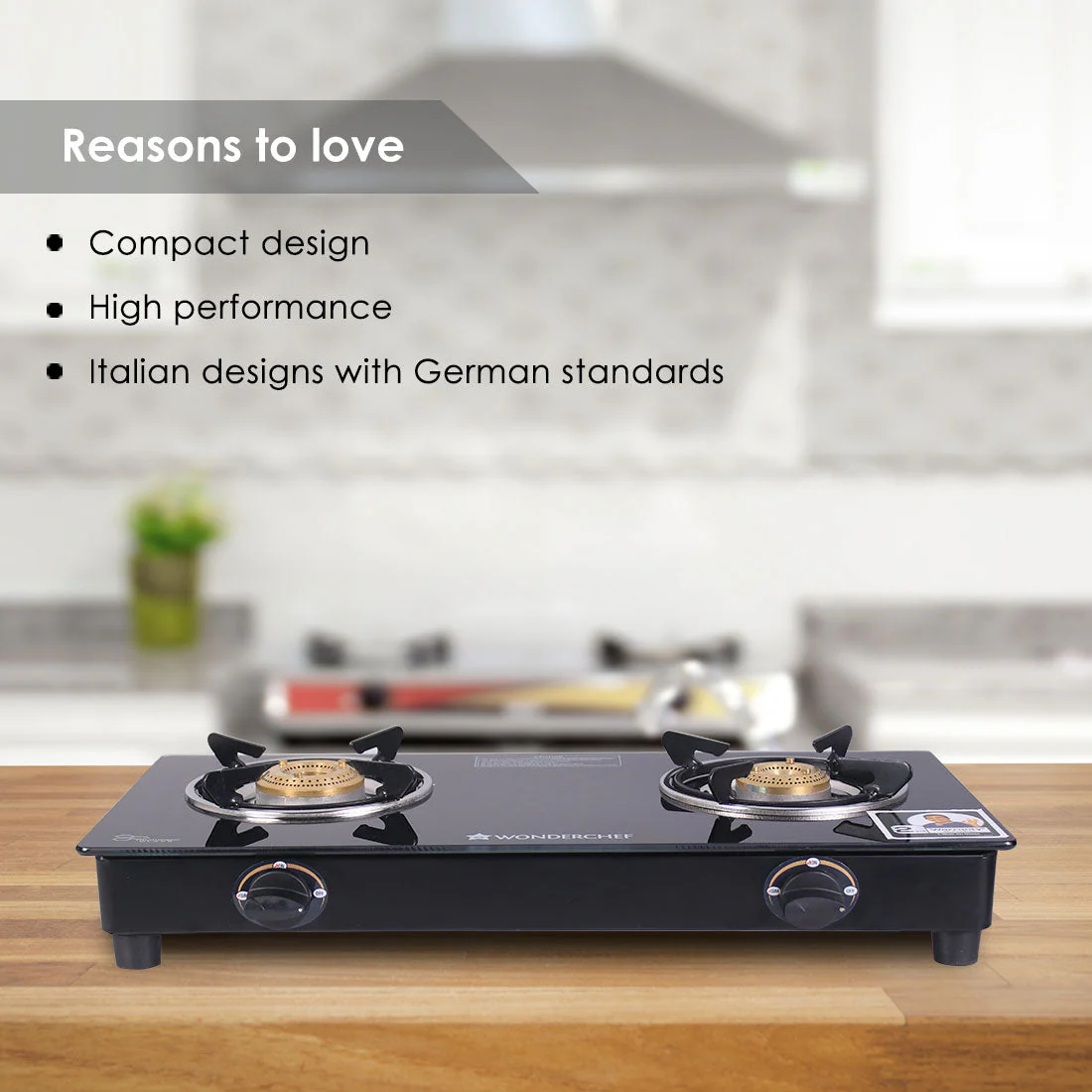 Ultima 2 Burner Manual Glass Gas Stove | 6mm Toughened Glass Gas Stove | Stainless Steel Drip Tray | Anti-Skid Legs | Large Pan support | Manual Ignition | 360 Degree Revolving Nozzle | Black Steel frame | 2 Year Warranty | Black - Image 5