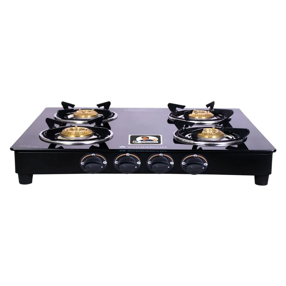 Ultima 4 Burner Manual Glass Gas Stove | 6mm Toughened Glass Gas Stove | Stainless Steel Drip tray | Anti-Skid Legs | Large Pan support | Manual Ignition | 360 degree Revolving Nozzle | Black steel frame | 2 Year Warranty | Black - Image 12