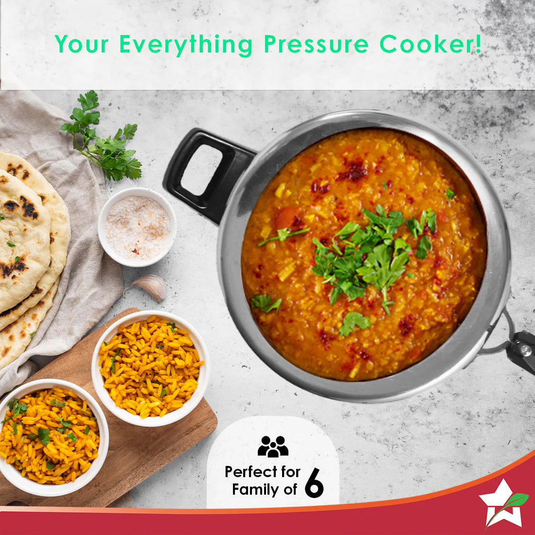 Ultima Induction Base 5L Aluminium Pressure Cooker With inner Lid - Image 5