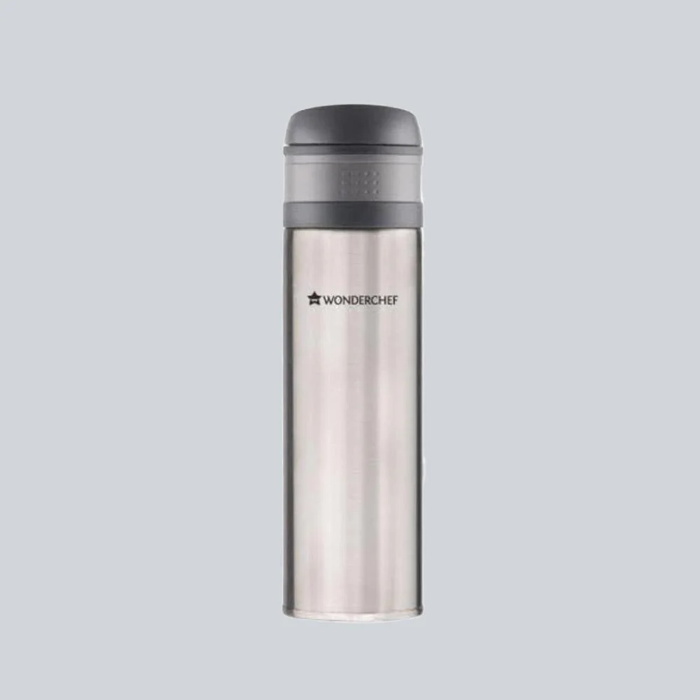 Uni-Bot, 500ml, Silver, Double Wall Stainless Steel Vacuum Insulated Hot and Cold Flask, Ultra Light, Spill and Leak Proof, 2 Years Warranty