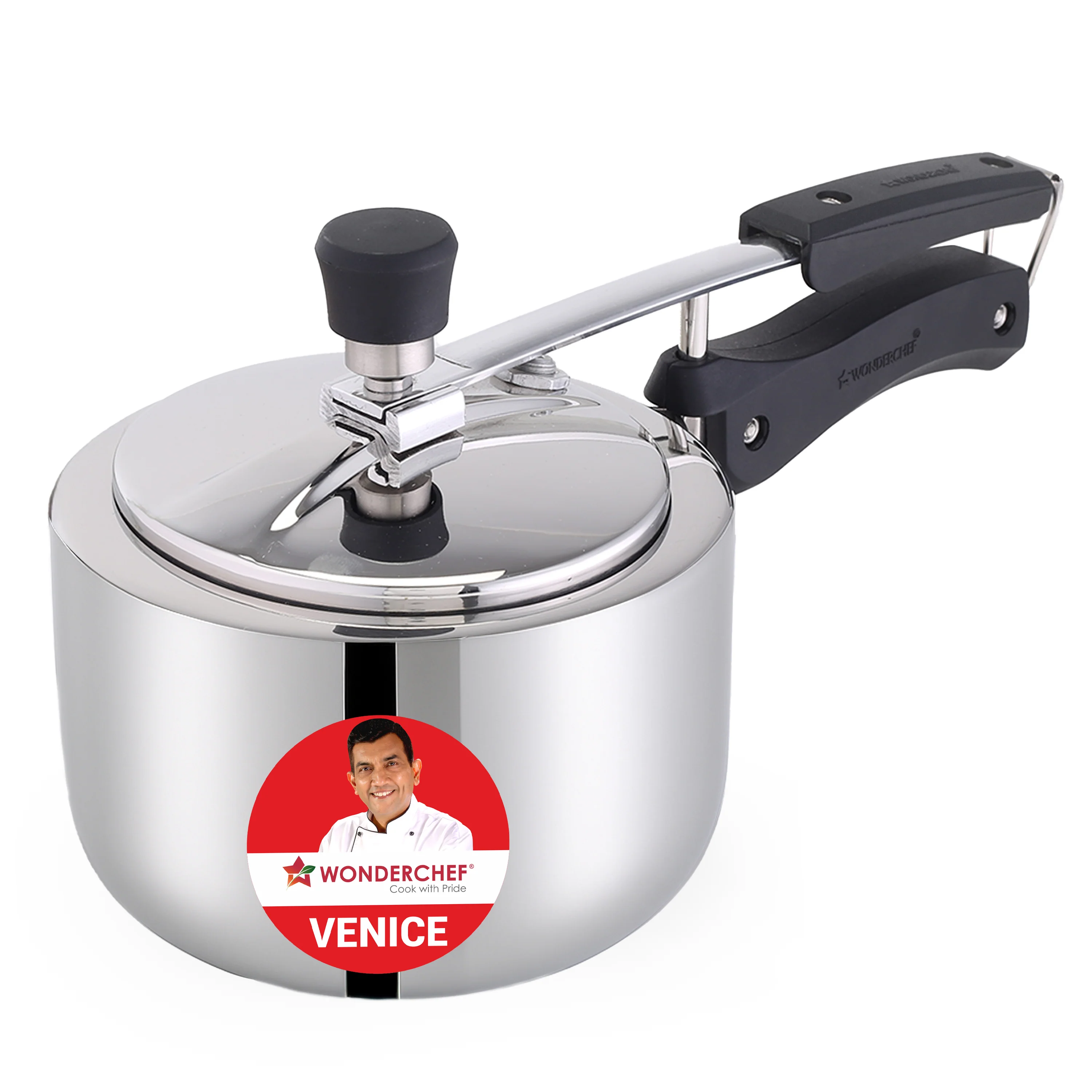 Venice Stainless-steel Inner Lid Pressure Cooker, 2 L for 3-4 People, Triply Bottom, Safe Gasket Release System, Compatible with Gas, Induction, Electric Stove, Easy to Clean, 5-Yr Warranty