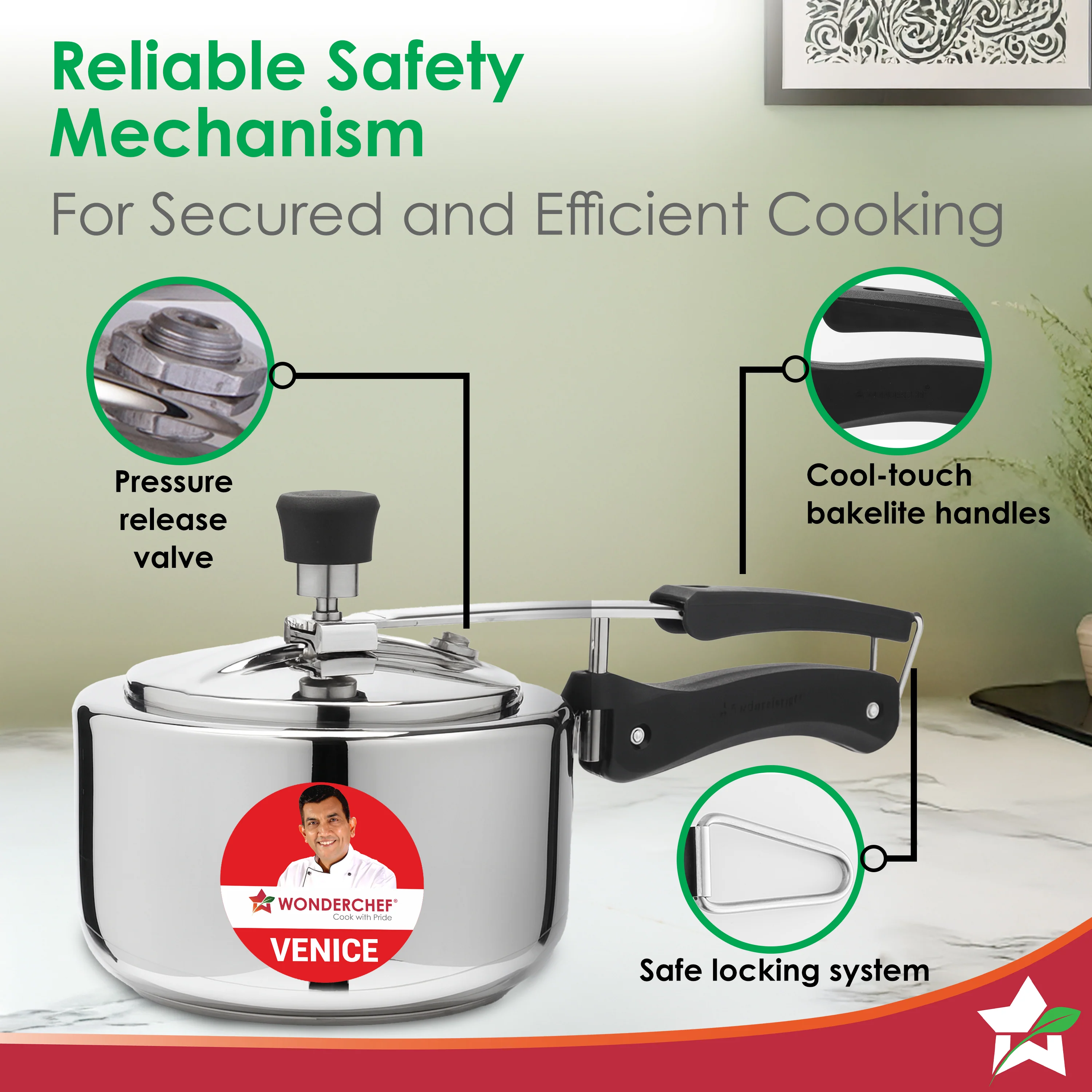 Venice Stainless-steel Inner Lid Pressure Cooker, 2 L for 3-4 People, Triply Bottom, Safe Gasket Release System, Compatible with Gas, Induction, Electric Stove, Easy to Clean, 5-Yr Warranty - Image 3