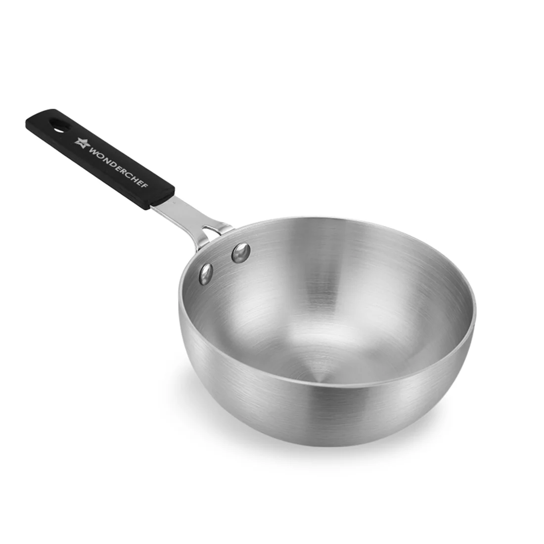 Venice Tri-ply Stainless-steel Mini Wok Tadka Pan | 650 ml, 14 cm | Cool-touch Silicone Handle | Warp-resistant, 100% Food-grade Material | Compatible with All Cooktops | 1-year Warranty