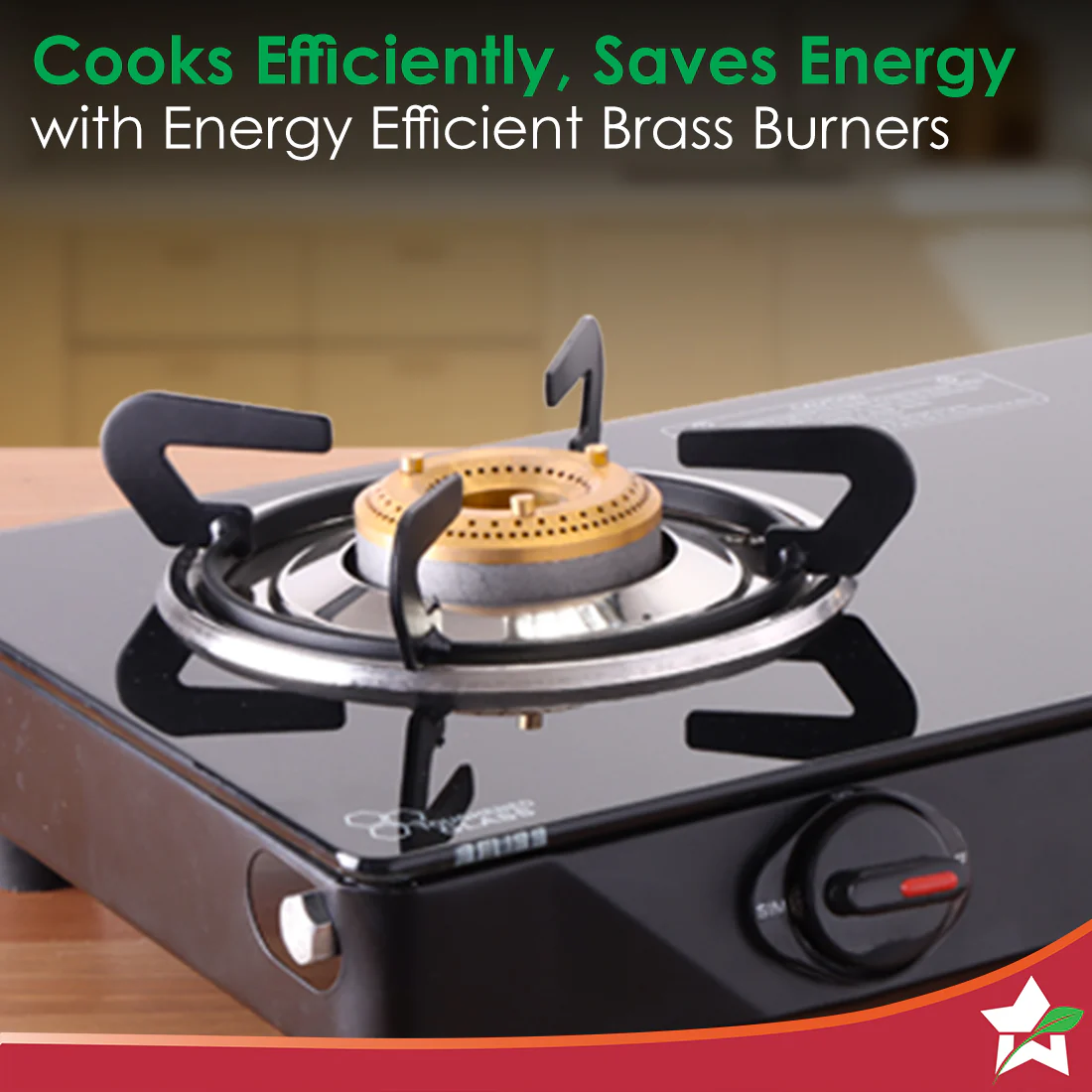 Zest Neo Gas Stove | 2 Burners (1 Medium, 1 Small) | Premium Glass Surface | Space Saving Design | Brass Burners | ISI Approved | Free Gas Lighter and Kitchen Knife | 2-Year Warranty - Image 4
