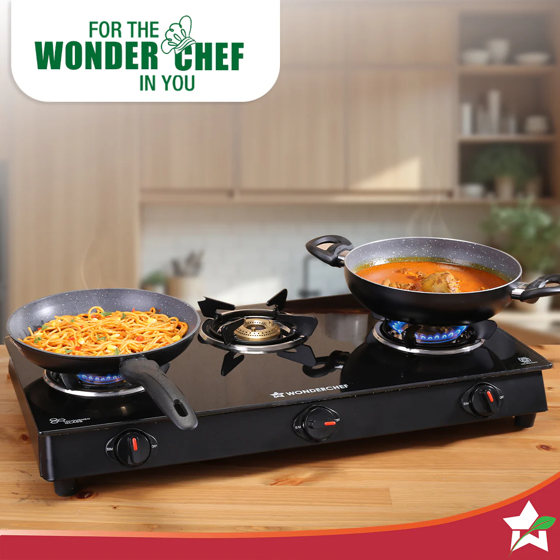 Zest Neo Gas Stove | 3 Burners (2 Medium, 1 Small) | Premium Glass Surface | Space Saving Design | Brass Burners | ISI Approved | Free Gas Lighter and Kitchen Knife | 2-Year Warranty - Image 6